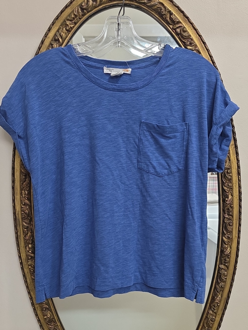 C & C California Casual Short-Sleeve Pocket Tee - Blue Size Medium Womens